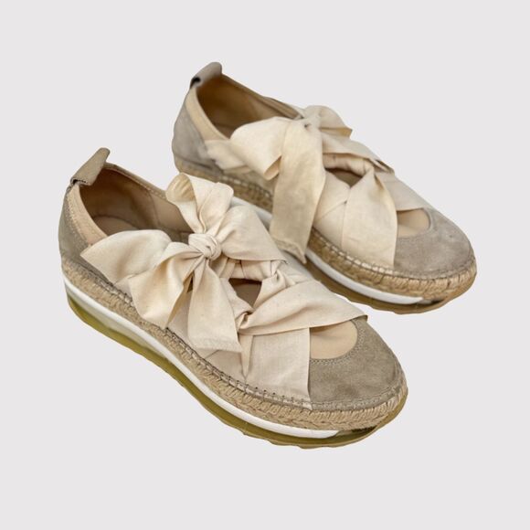 Free People Chapmin Womens Shoes Beige Suede Espadrille Sneaker Chunky 38 US 7.5 - Picture 2 of 10